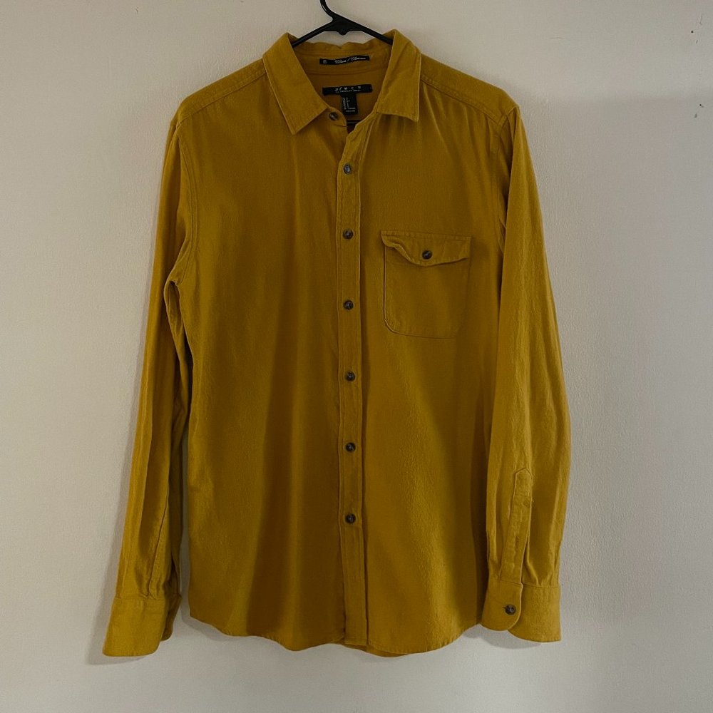 Zara Men Mustard Long Sleeve Button-up Shirt - Size S